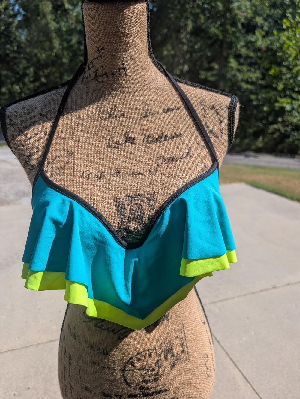 Victoria's Secret Teal & Lime Ruffle Bikini Top